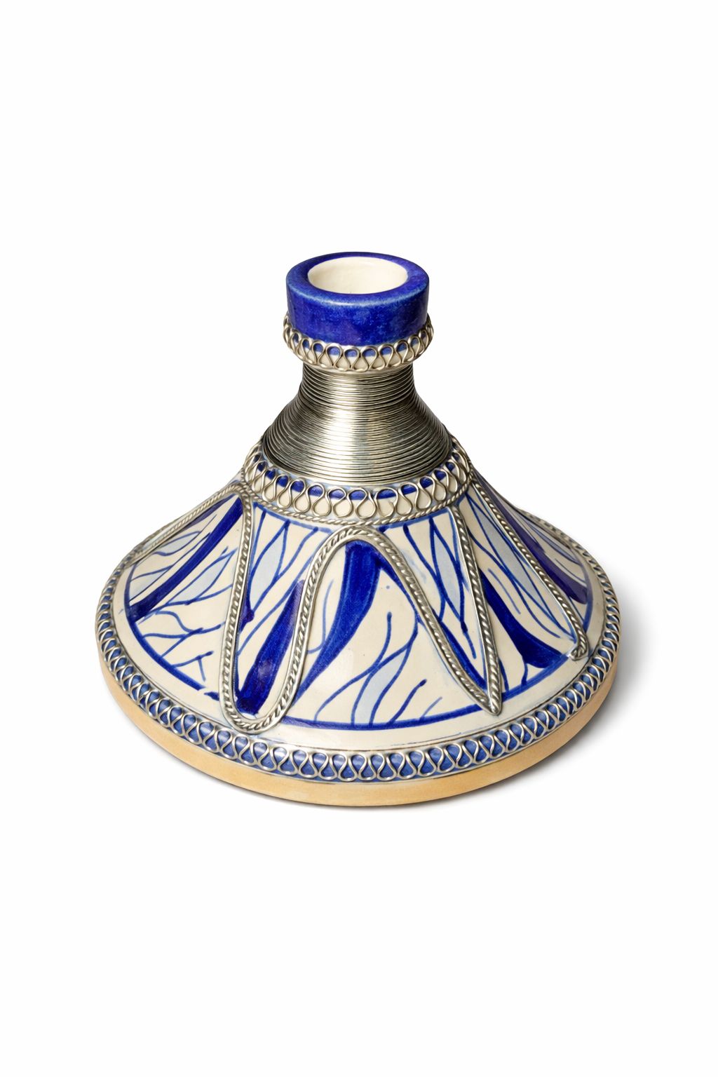 Tajine pour épices traditionnel en terre cuite avec fil métallique fait main