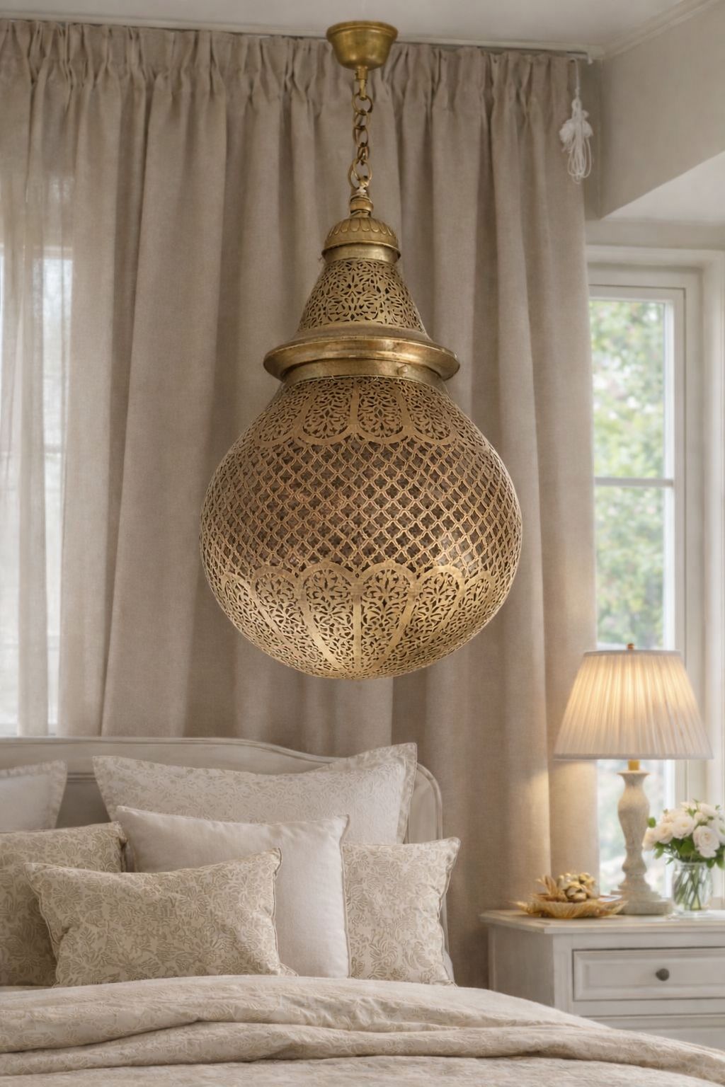Suspension grande boule en cuivre