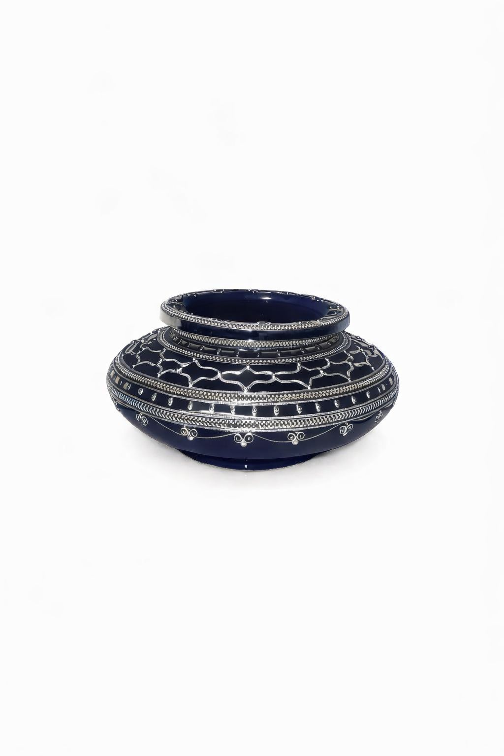 Cendrier décoratif traditionnel en poterie avec fil métallique fait main