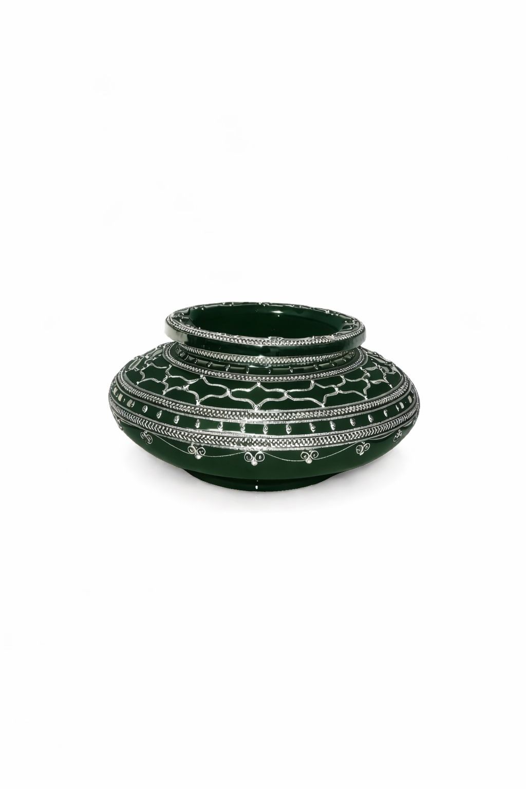 Cendrier décoratif traditionnel en poterie avec fil métallique fait main