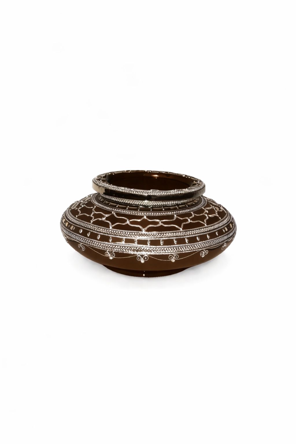 Cendrier décoratif traditionnel en poterie avec fil métallique fait main