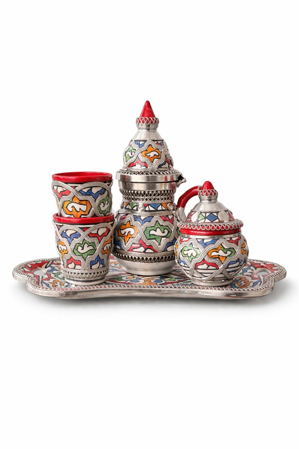 Mini théière traditionnelle en poterie avec fil métallique faite main