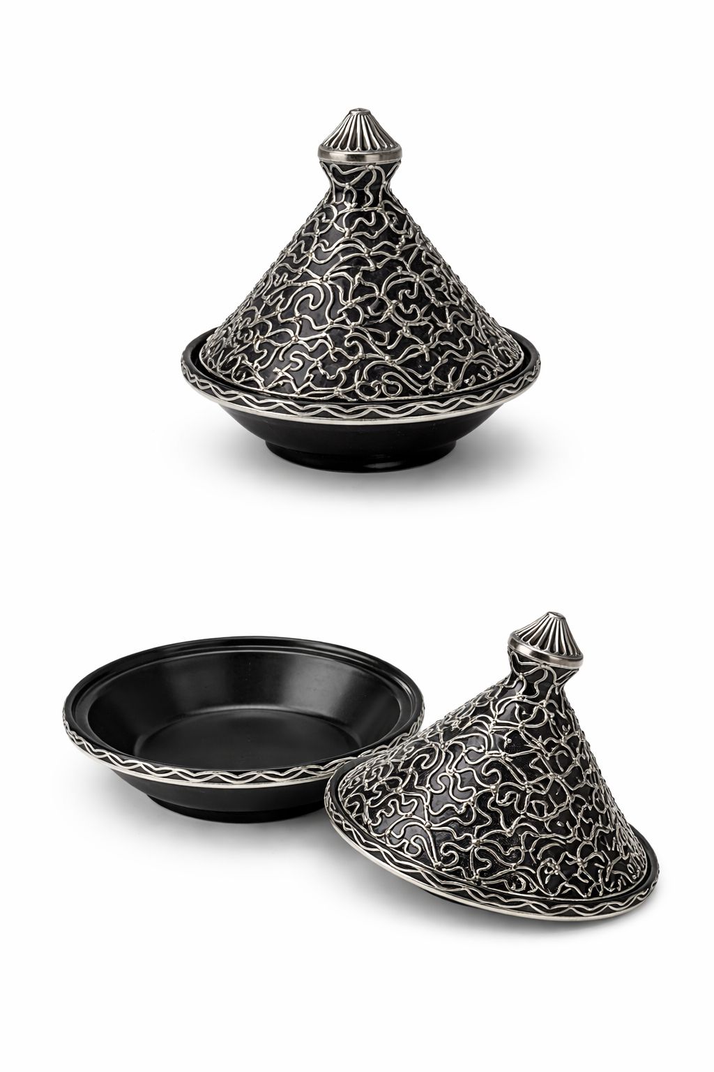 Tajine de cuisson traditionnel en terre cuite avec fil métallique fait main